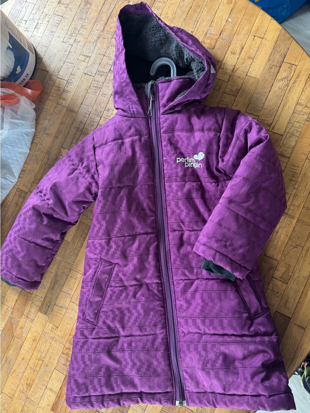 Girls' Purple Hooded Puffer Coat